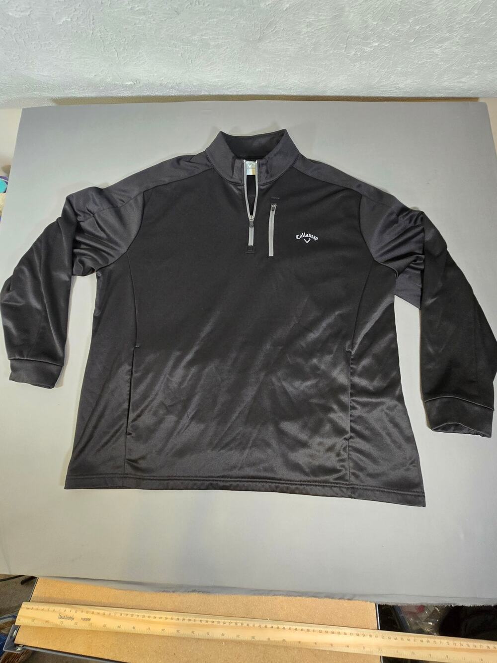 Callaway Golf Mens XXL 1/4 Zip Pullover Black Fleece Jacket Chest Pocket 2XL